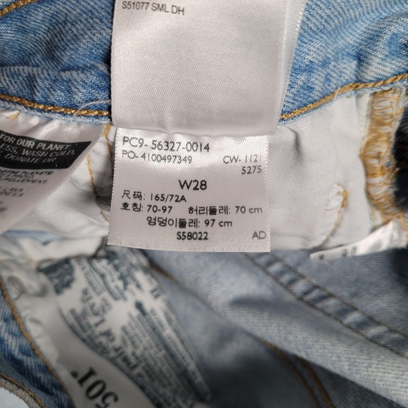 Levis 501 Cut Off Shorts Womens 28 Premium Distressed Denim High Rise Button Fly - Picture 9 of 9